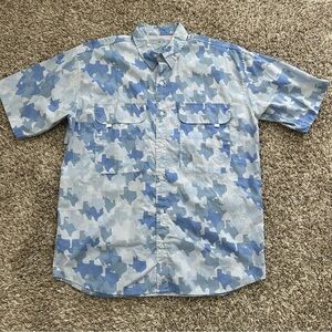 Old Tejas Blue Texas Camo Vented Field Shirt Men's Large Short Sleeve Outdoor